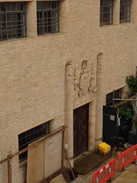 image shows: One of the wonderful doors on St Anne's college where we were staying