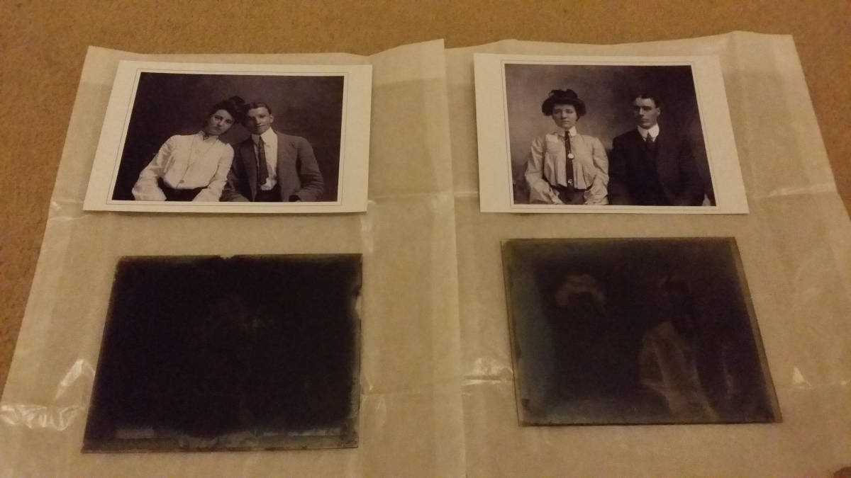 image shows: Photographic plates with corresponding prints