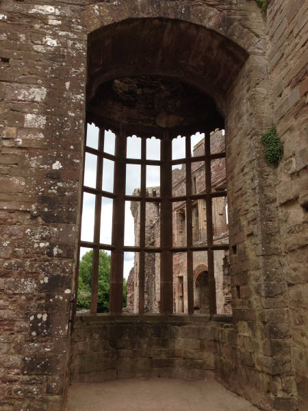 image shows: Raglan Castle, the oriel window