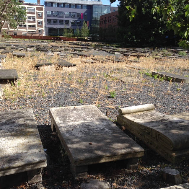 image shows: An 18th century Jewish cemetery in the middle of the campus â€“ interesting!