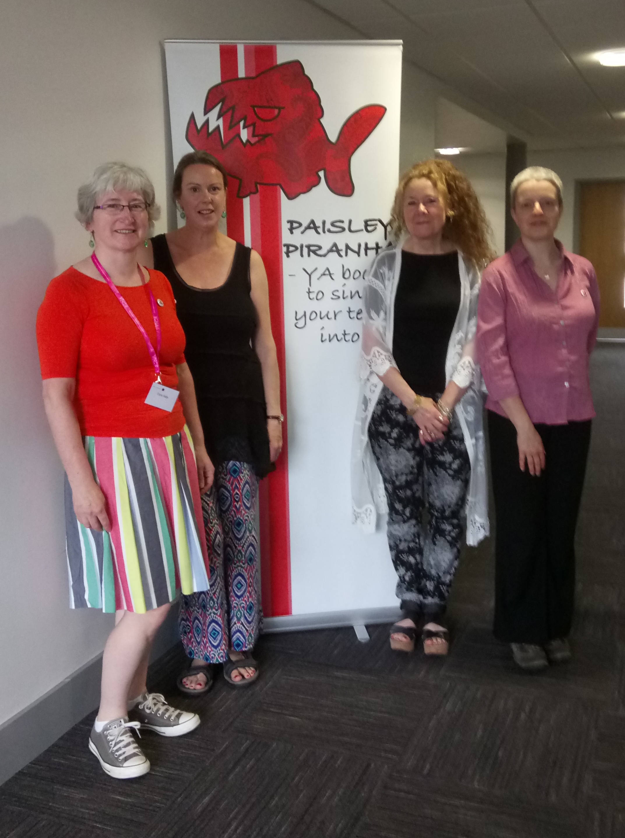 image shows: The Paisley Piranhas - Claire, Gill-Marie, me and Katy