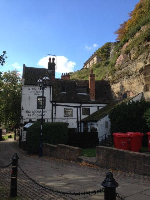 image shows: The oldest pub in England.  It must be, the sign says so.