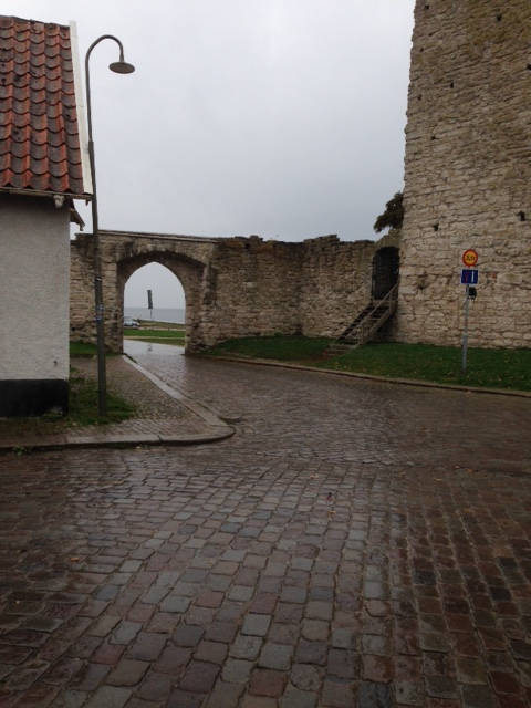 image shows: Part of Visby Town Walls With Sea Outside