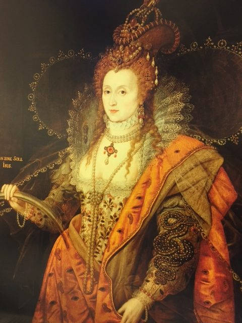 image shows: There is strong evidence that points to the Bacton Altar Cloth being made from a dress worn by Queen Elizabeth I in the famous Rainbow Portrait