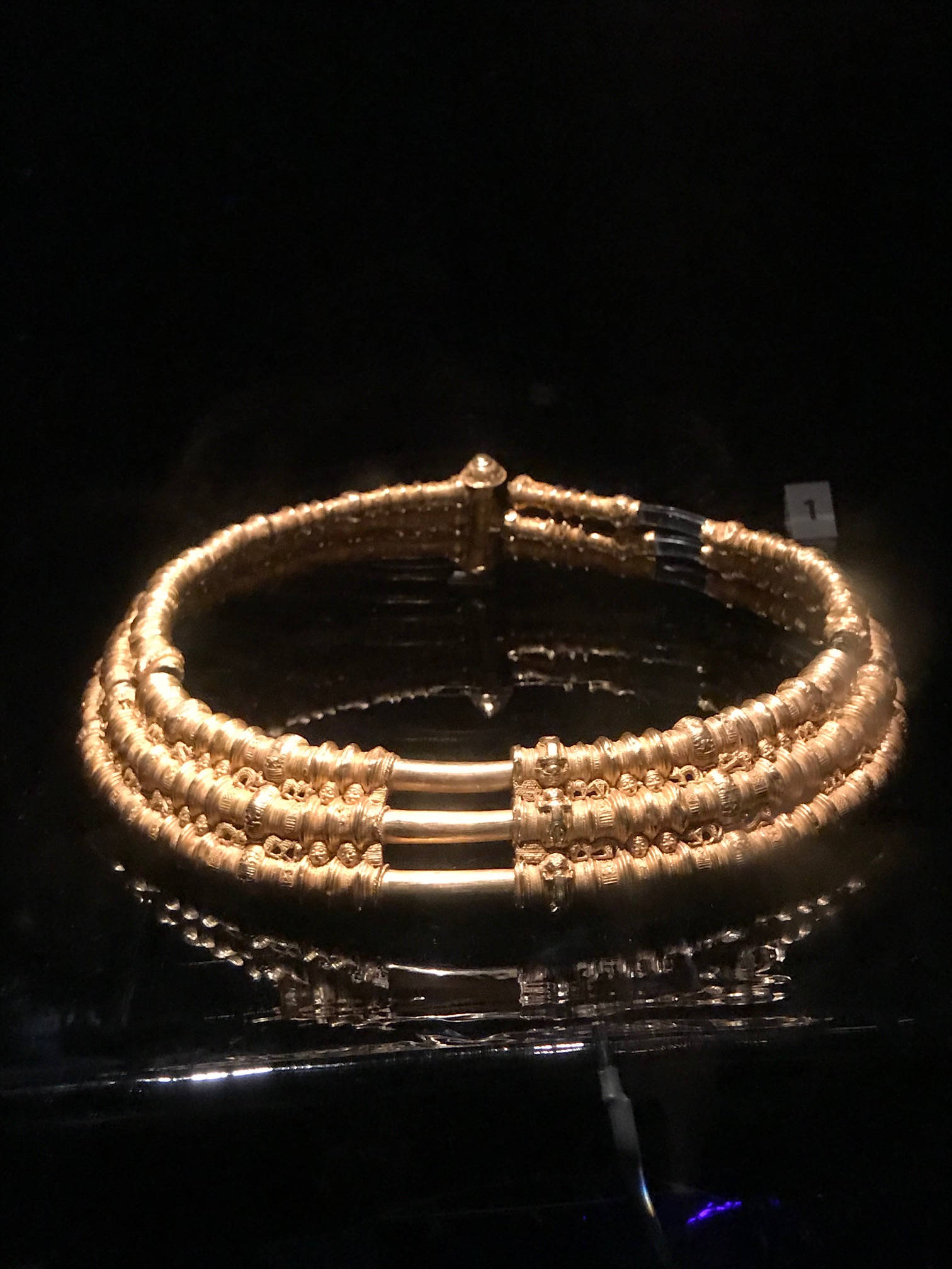 image shows: Viking Research: Gold Torc, Historical Museum, Stockholm